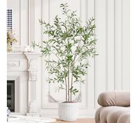 YOLEO 6FT Artificial Olive Tree 180CM Tall Faux Silk Olive Plant with Lifelike Leaves Fake Tree for Home Office Indoor Decor (Style 4)