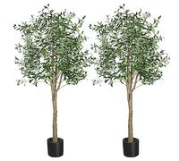 YOLEO 6FT Artificial Olive Tree Indoor Large Faux Silk Olive Plant Lifelike Fake Tree for Home Office Decor (2 Pack)
