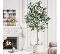 YOLEO 7FT Artificial Olive Tree, Faux Olive Silk Tree Indoor, Lifelike Fake Plant for Living Room Bedroom Balcony Corner Office Decor (Style 5)