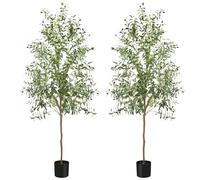 YOLEO 7FT Artificial Olive Tree Indoor Large Faux Silk Olive Plant Lifelike Fake Tree for Home Office Decor (2 Pack)