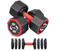 Yoleo Adjustable Dumbbell Set, 4 in 1 Free Weights Dumbbells Set for Home Gym, 4KG 6KG 8KG 10KG Dumbbell Pair with TPU Soft Rubber Handle for Full Body Exercise Training (2)