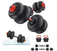 Yoleo Adjustable Dumbbell Set, Free Weight Set with Silent Anti-Collision Air Cushion with Connector, 5-in-1 Dumbbells Set 4-20KG Includes Barbell, Kettlebells, Push up Stand Men/Women Upgraded 2.0
