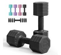 Yoleo Adjustable Dumbbell Set of 2, 4 in 1 Free Weights Dumbbells Set for Home Gym, 2KG 3KG 4KG 5KG Dumbbell Pair with TPU Soft Rubber Handle for Full Body Exercise Training (Black)