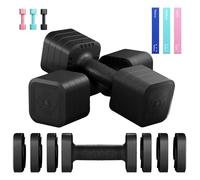 Yoleo Adjustable Dumbbells Set 2.5kg 5kg Dumbbell Pair, 4-in-1 Weight Dumbbells Set Women Men Non-Slip Free Weights Home Gym Workout,Include Resistance Band