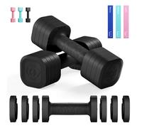 Yoleo Adjustable Dumbbells Set 2.5kg 5kg Dumbbell Pair, 4-in-1 Weight Dumbbells Set Women Men Non-Slip Free Weights Home Gym Workout,Include Resistance Band