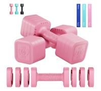 Yoleo Adjustable Dumbbells Set 2.5kg 5kg Dumbbell Pair, 4-in-1 Weight Dumbbells Set Women Men Non-Slip Free Weights Home Gym Workout,Include Resistance Band
