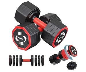 Yoleo Adjustable Dumbbells Set, Weights Dumbbells Set 4 in 1 Each Premium Tai Chi-Style Rotary Mounting 4/6/8/10KG Adjustable Dumbbells Pair with TPU Soft Rubber Handle Suitable Men/Women, 2pcs