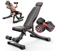 YOLEO Adjustable Weight Bench, Commercial Workout Bench for Home Gym, Decline/Flat/Incline Bench Press, 90 Positions With 2 Adjustable Dumbbells
