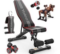YOLEO Adjustable Weight Bench Set with 2 Dumbbells, Foldable Multi-Functional Workout Bench for Home Gym, Incline Decline Bench Press Set, 375KG Capacity, Full Body Strength Training Equipment