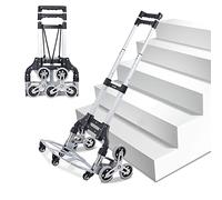 YOLEO Folding Hand Truck Aluminium Stair Climbing Cart with 10 Wheels Lightweight Collapsible Dolly Truck Portable Hand Trolley with Cord for Indoor Outdoor Travel Shopping