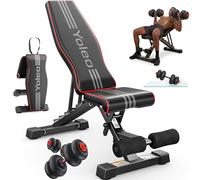 YOLEO Weight Bench Set with 5 in 1 Dumbbell Sets, Foldable Adjustable Workout Bench up to 375KG, Multi-Function Fitness Bench for Home Gym, Incline Decline Bench with Dumbbell Set