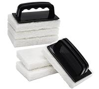 YoleShy Handled Scrubber Set, Non-Scratch Bathroom Scrubbing Pads, Bathtub Scrubber with Handle, Reusable Cleaning Sponge for Shower Tile, Bathtube, Sink, Spas Tubs & Swimming Pool Step