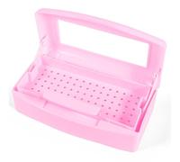YoleShy Nail Tool Sterilizer Box Plastic Barbicide Container for Tweezers Esthetician Essentials Barbicide Jar Pink for Hair Salon, Spa & Cutter Manicure Equipment-Nail Art Tool