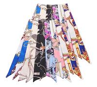 Yolev 12 Packs Satin Fashion Narrow Handbag Handle Wrap Ribbon Neckerchief Scarf for Women (Mixed Styles), 88*4cm/34.6*1.5in