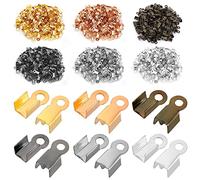 Yolev 1200Pieces Fold Over Clasp Cord Ends Terminators Crimp End Tips Leather Ribbon Ending Clasp Tips Jewelry Connector for Necklace Bracelet Jewelry Making