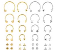 Yolev 16pcs Horseshoe Nose Ring 16g Hinged Seamless Nose Ring Hoop Earring Stainless Steel Horseshoe Septum Rings Septum Piercing Jewelry Helix Daith Tragus Cartilage Earring For Women Men