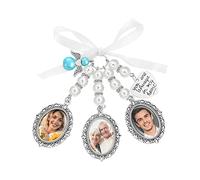 Yolev 1Pcs Wedding Bouquet Photo Charm Wedding Bouquet Charm with 3 Picture Frame Anniversary Photo Charms Photo Charm for Bridal Wedding Bouquet