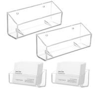Yolev 2 Pcs Acrylic Business Card Holder Wall Mount Clear Business Card Organizer Hanging Office Calling Cards Display Stand Visiting Cards Desktop Organizer for Home Wall Mount or Place on Desk