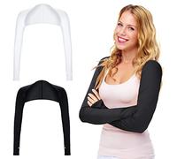 Yolev 2 Piece UV Protection Shawl Arm Sleeve Cooling Shawl Arm Sleeve with Finger Hole Sun Protection Cooler Shrug Arms Wrap (Black/White)