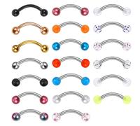 Yolev 20pcs Curved Barbell Piercing 16g Eyebrow Piercing Jewellery 10mm Stainless Steel Vertical Labret Lip Bars For Lip Studs Septum Studs Eyebrow Bars For Eyebrows Women Men
