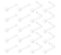 Yolev 20pcs Piercing Retainers Clear Nose Stud 20g Acrylic Straight L Shape Invisible Septum Plastic Nose Stud Lip Cartilage Tragus Earring Barbell for Work Surgery