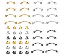 Yolev 24 Pieces Eyebrow Piercing Jewelry Eyebrow Piercing Jewelry Tiny Ring | 16G Steel, Surgical Steel, Internal Thread, Curved Barbell, Vertical Labret, Lip Ear Rook, Small Belly Button Ring