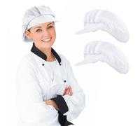 Yolev 2Pcs Chef Hats-Kitchen Baker Cooking Hair Nets Food Service Hairnets for Women Men with Brim