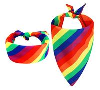 Yolev 2Pcs Rainbow Bandana Pride Dog Bandanas Rainbow Dog Kerchief Gay Pride Day Accessory Fancy Dress Headband for Party Celebration Supplies
