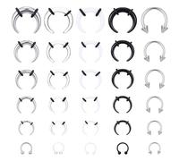 Yolev 30Pcs Septum Pincher Tapers Set 16G-6G Septum Stretching Kit Acrylic Stainless Steel C Shape Horseshoe Septum Piercing Jewelry Nose Rings Ear Cartilage Tapers for Ears Women Men