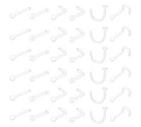 Yolev 36Pcs Clear Nose Studs Plastic Septum Jewellery Set Eyebrow Lip Labret Stud Septum Hoops for Women School Work Surgery