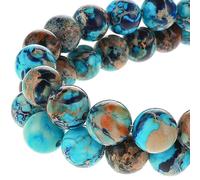 Yolev 47 Pcs Jasper Beads Imperial Sea Sediment Natural Gemstone 8MM Colorful Round Stone Beads for Jewelry Making (Multicolor)