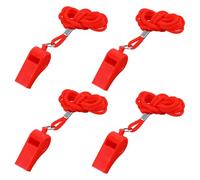 Yolev 4packs Red Emergency Whistle,Plastic Referee Whistle with Lanyard,Loud Crisp Sound Whistles for Outdoor Activities, Sports Trainning, Lifeguards, Teacher Polices