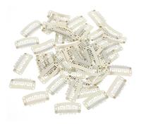Yolev 50PCS Hair Extension Clips 6-Teeth Metal Wig Clips U-Shape Clips for Extensions Small Wig Comb Accessories for Women's DIY Hair Extensions (Beige)