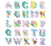 Yolev 52pcs Iron On Letter Patches - A-Z Flower Embroidery Alphabet Patches for Clothing, Backpacks, Hats, Shirts