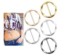 Yolev 5PCS Metal T-Shirt Clips, Silk Scarf Ring Clip T-shirt Tie Clips, Clothes Corner Knotted Button, Metal Round Circle Clip Buckle Clothing Ring Wrap Holder for Women Girls