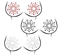 Yolev 6 Pcs Nipple Pasties Crystal Sexy Nipple Covers Stickers Glitter Rhinestone Reusable Adhesive Nipples Tassels Women Body Gems For Women Role Play (Black White Red)