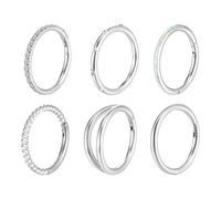 Yolev 6 Pcs Nose Rings Hoops 8mm Silver Clicker Hinged Segment Septum Hoop Nose Rings 18g Surgical Steel Cz Lip Helix Cartilage Conch Daith Earrings Body Piercing Jewelry For Women Men 8mm