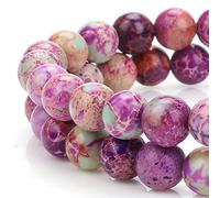 Yolev 60 Purple Jasper Beads - Imperial Sea Sediment Natural Gemstone 6MM Round Stone Beads for Jewelry Making