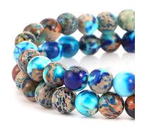 Yolev 60Pcs Jasper Beads Imperial Sea Sediment Natural Gemstone Beads 6MM Colorful Round Stone Bead for Jewelry Making