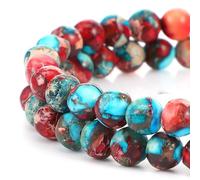 Yolev 60Pcs Jasper Beads, Natural Gemstone Beads, Imperial Sea Sediment Colorful Round Stone Bead for Jewelry Making(6MM)
