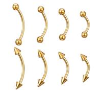 Yolev 8PCS Body Piercing Jewelry Stainless Steel Nose Rings Hoop L Shape Nose Studs Screw Bone Silver Rose Gold Black Rainbow Pack Steel Piercing Kit Jewelry 6mm/8mm/10mm/12mm