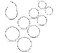 Yolev 8pcs Nose Rings Hoop 16g Surgical Steel Thin Hinged Clicker Segment Ring Septum Piercing Jewelry Tragus Helix Earring Cartilage Daith Body Piercing For Women Men 6/8/10/12mm