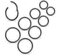 Yolev 8pcs Nose Rings Hoop 16g Surgical Steel Thin Hinged Clicker Segment Ring Septum Piercing Jewelry Tragus Helix Earring Cartilage Daith Body Piercing For Women Men 6/8/10/12mm