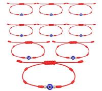 Yolev 9Pcs Evil Eye Bracelets 7 Knot Lucky Bracelets Set Adjustable Red String Bracelet with Gold Beads Handmade Braided Evil Eye Jewelry for Women Men