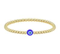 Yolev Beaded Evil Eye Bracelet for Women Trendy Gold Bead Bracelet with Evil Eye Charm Adjustable Gold Beaded Bracelets Boho Beads Ball Friendship Stretch Bracelets for Women Friends Jewelry Gift