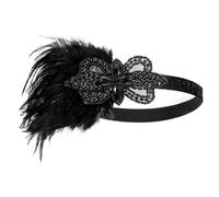Yolev Black Flapper Headpiece for Women 1920s Flapper Headband Sparkling Rhinestones Flapper Feather Headband Feather Headpiece for 1920s Theme Party Easter Hair Accessories