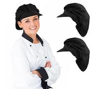 Yolev Chef Hats-Kitchen Baker Cooking Hair Nets Food Service Hairnets for Women Men with Brim Black, Black, One Size