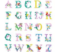Yolev Iron On Letter Patches, 2 Sets (52 Pieces) - A-Z Flower Embroidery & Glitter Alphabet Patches for Clothing