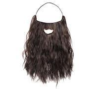 Yolev Long Fake Beard Curly Wizard Beard Costume Fake Mustache False Facial Hair Carnival Themed Party Cosplay Halloween(Brown)