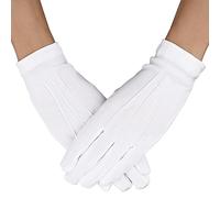 Yolev Mens White Cotton Gloves with Snap Cuff Formal Tuxedo Costume Honor Guard Dress Gloves for Police Formal Tuxedo Guard Parade Jewelry Inspections Wedding Costume